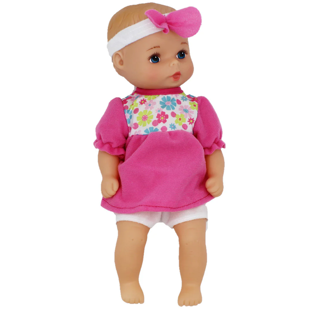 Goldberger 11" Baby's First Classic Softina Doll - Pink Floral Jumper - Image 2