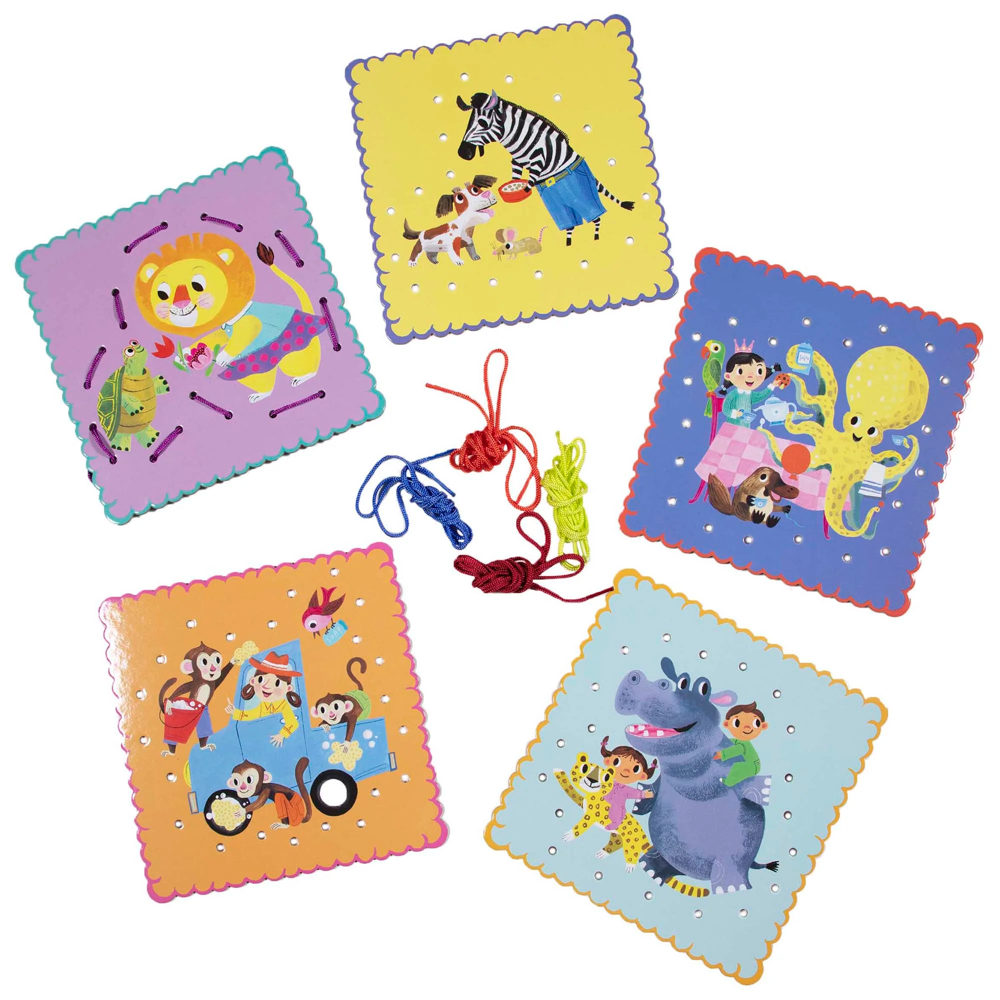 Good Deeds: Animal Themed Lacing Cards - Set of 5 with Colorful Laces - Image 2