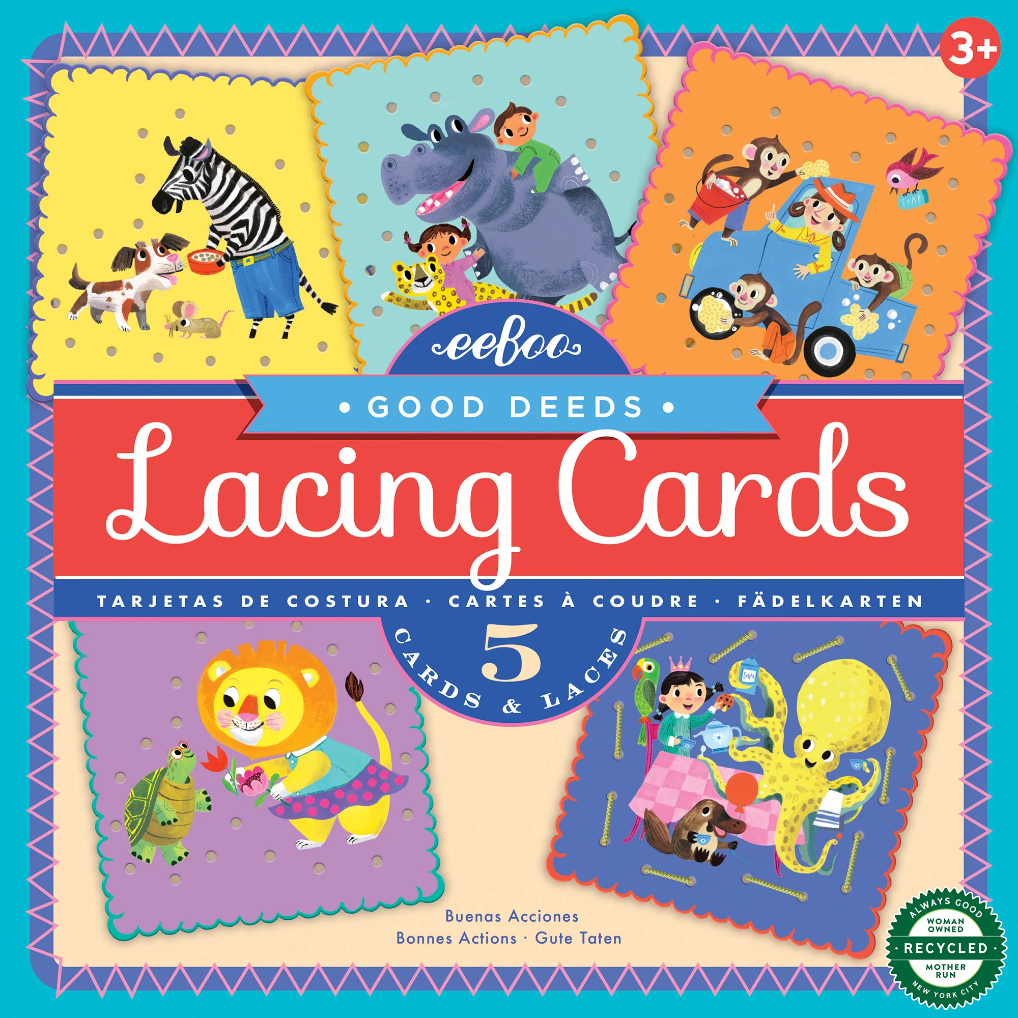 Good Deeds: Animal Themed Lacing Cards - Set of 5 with Colorful Laces - Image 4