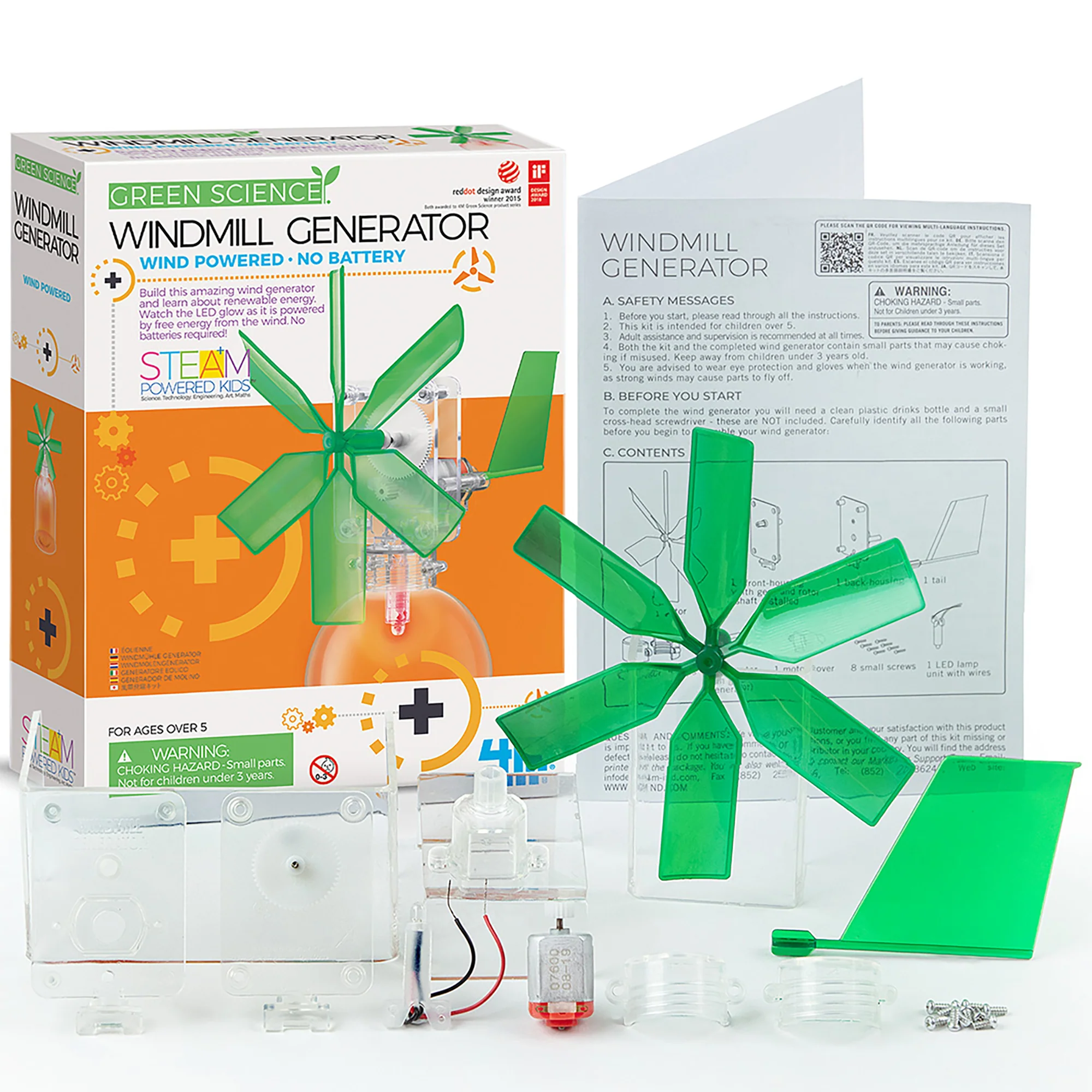 Green Science Windmill Generator STEM Kit With LED Light - Image 2