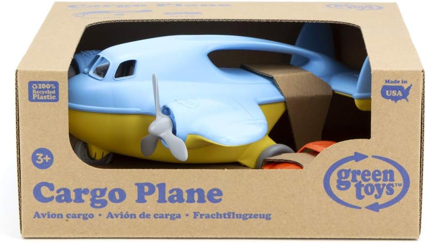 Green Toys Eco-Friendly Blue Cargo Plane with Mini Car - Toddler Play Vehicle - Image 3