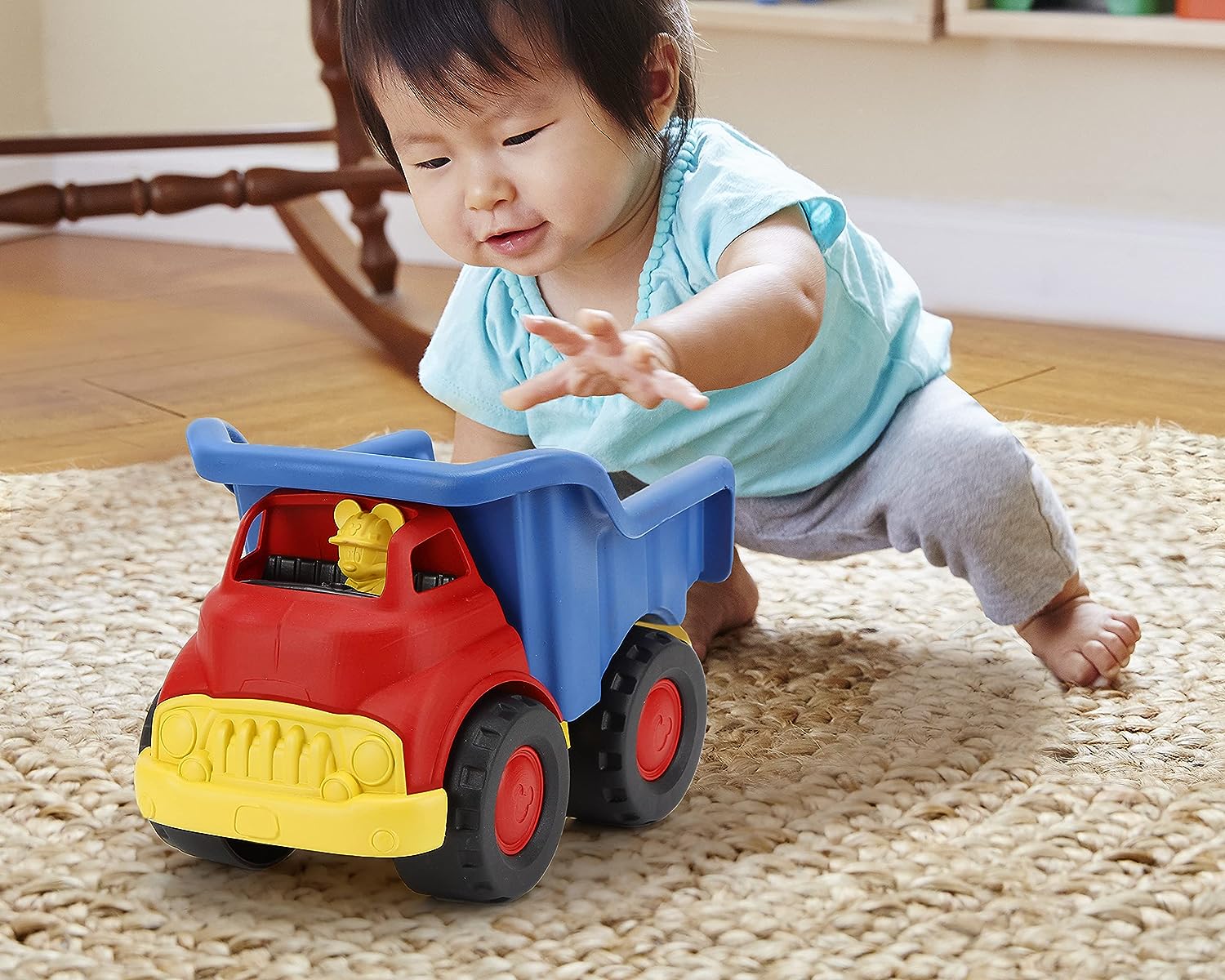 Green Toys Disney Mickey Mouse Eco-Friendly Dump Truck - Red/Blue - Image 4