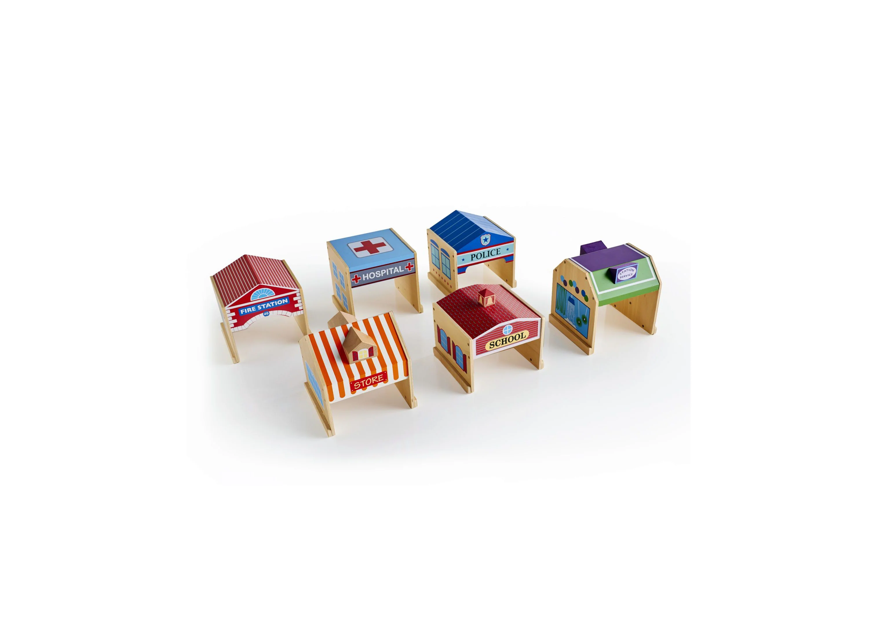 Guidecraft Community Buildings 6-Piece Playset - Plywood - Image 4
