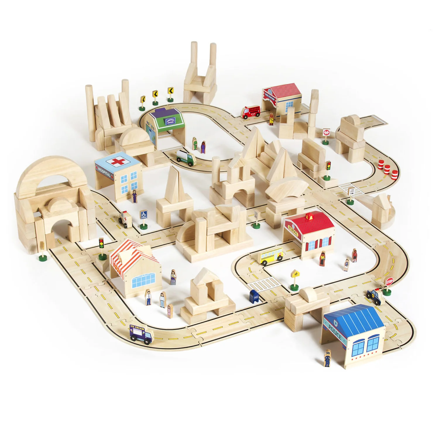 Guidecraft 36-Piece Community & Roadway Essentials Set - Interactive Play - Image 3