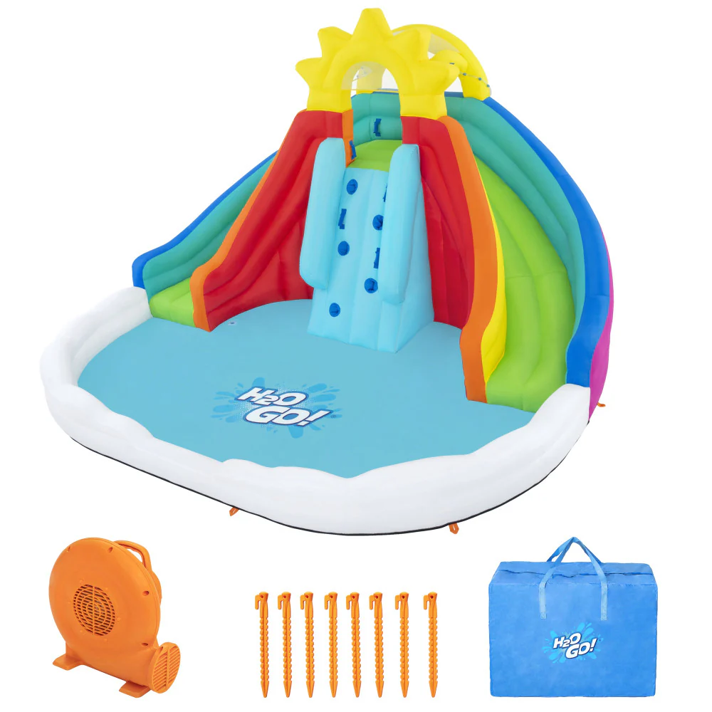 H2OGO Let It Rain Mega Water Park with Dual Slides and Climbing Wall - Image 2