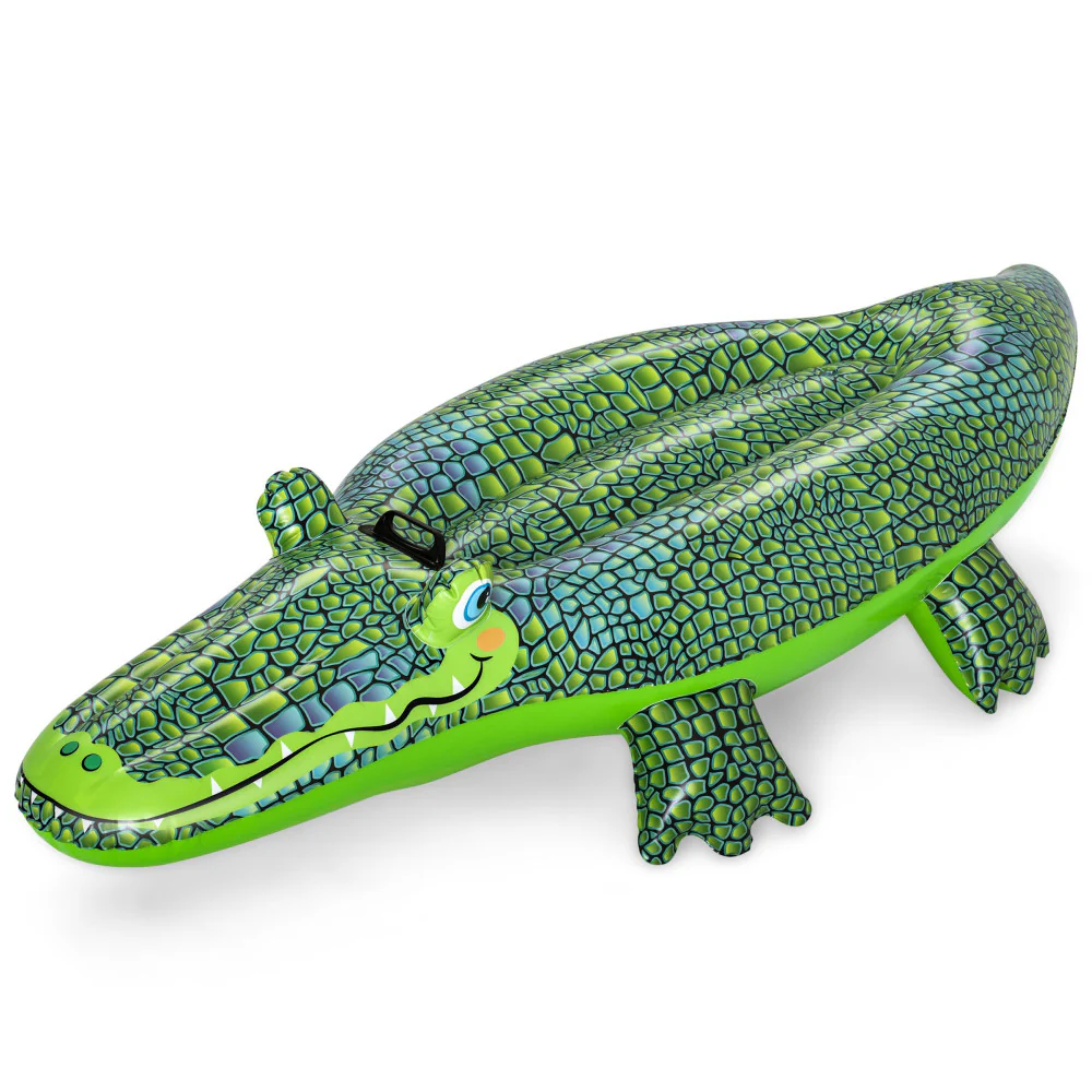 H2OGO! Buddy Croc Inflatable Ride-On Pool Float, 60" x 28", Green