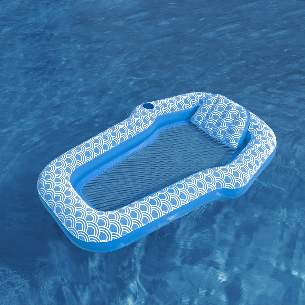H2OGO! Comfort Plush Pool Lounge 70" x 46" - Blue & White - Image 3