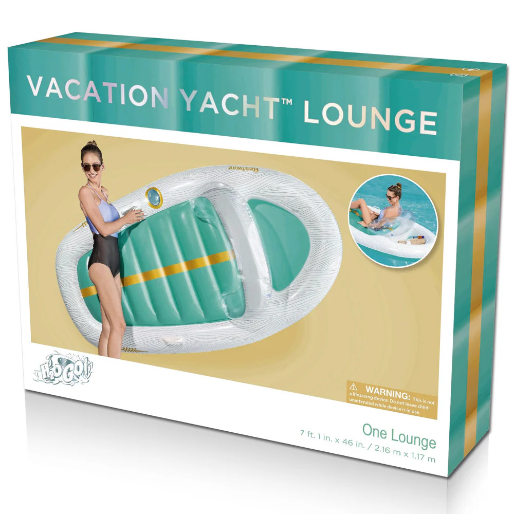 Bestway H2OGO! Vacation Yacht Lounge Inflatable Pool Float - 7'1" x 46" - Teal and White - Image 2