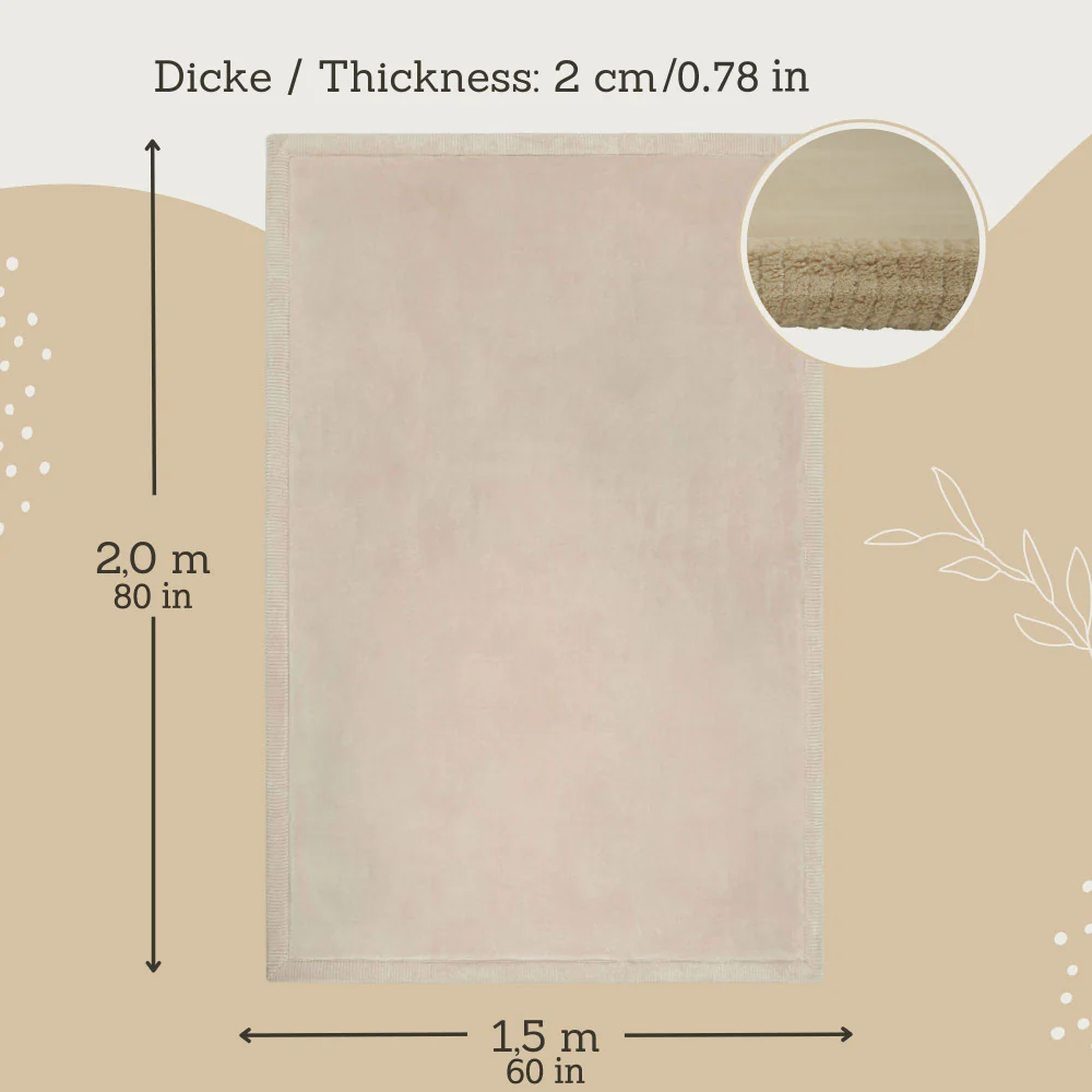 Hakuna Matte Coral Velvet Baby Playmat - Beige Soft Memory Foam Nursery Rug 60x80" - Image 2