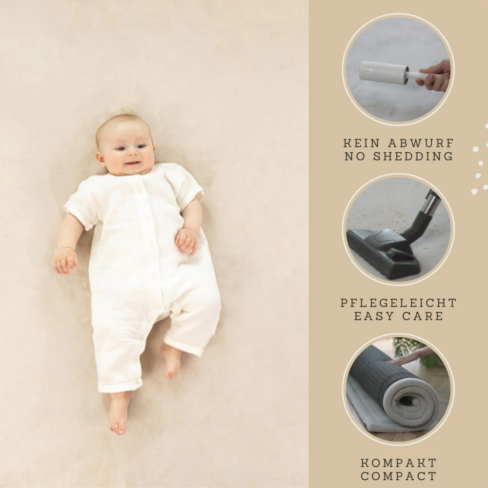 Hakuna Matte Coral Velvet Baby Playmat - Beige Soft Memory Foam Nursery Rug 60x80" - Image 5