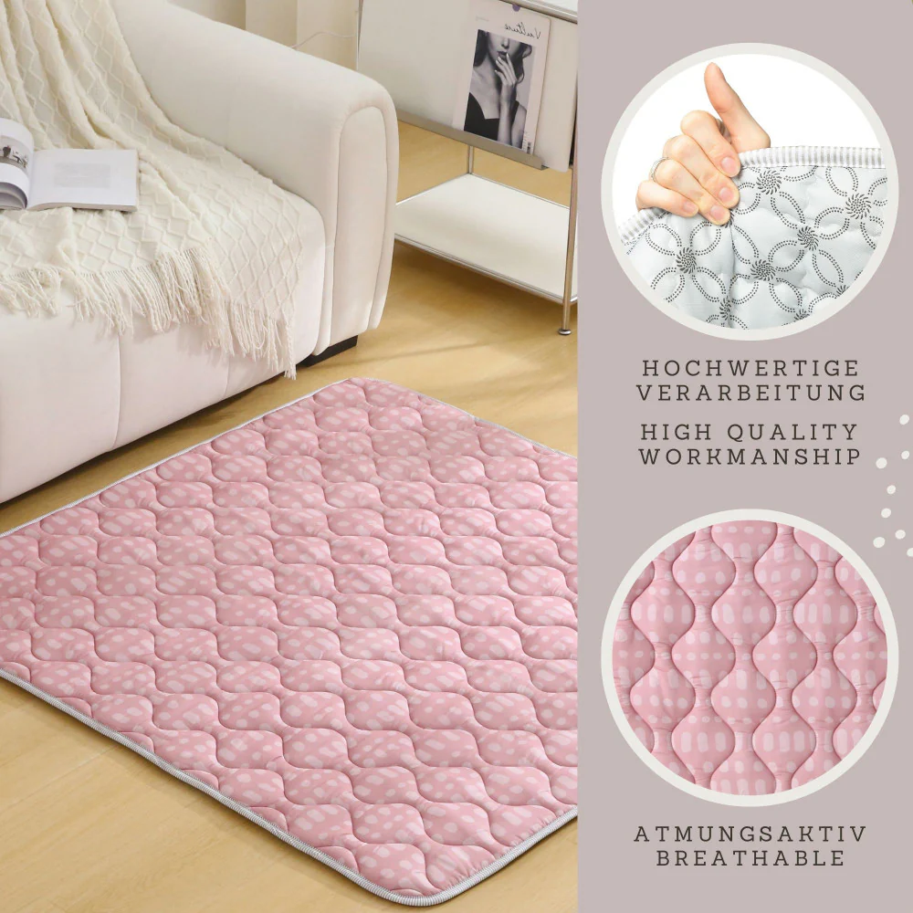 Hakuna Matte Quilted Playmat - Pink & Dots - Squishy Soft, 50" Square - Image 4