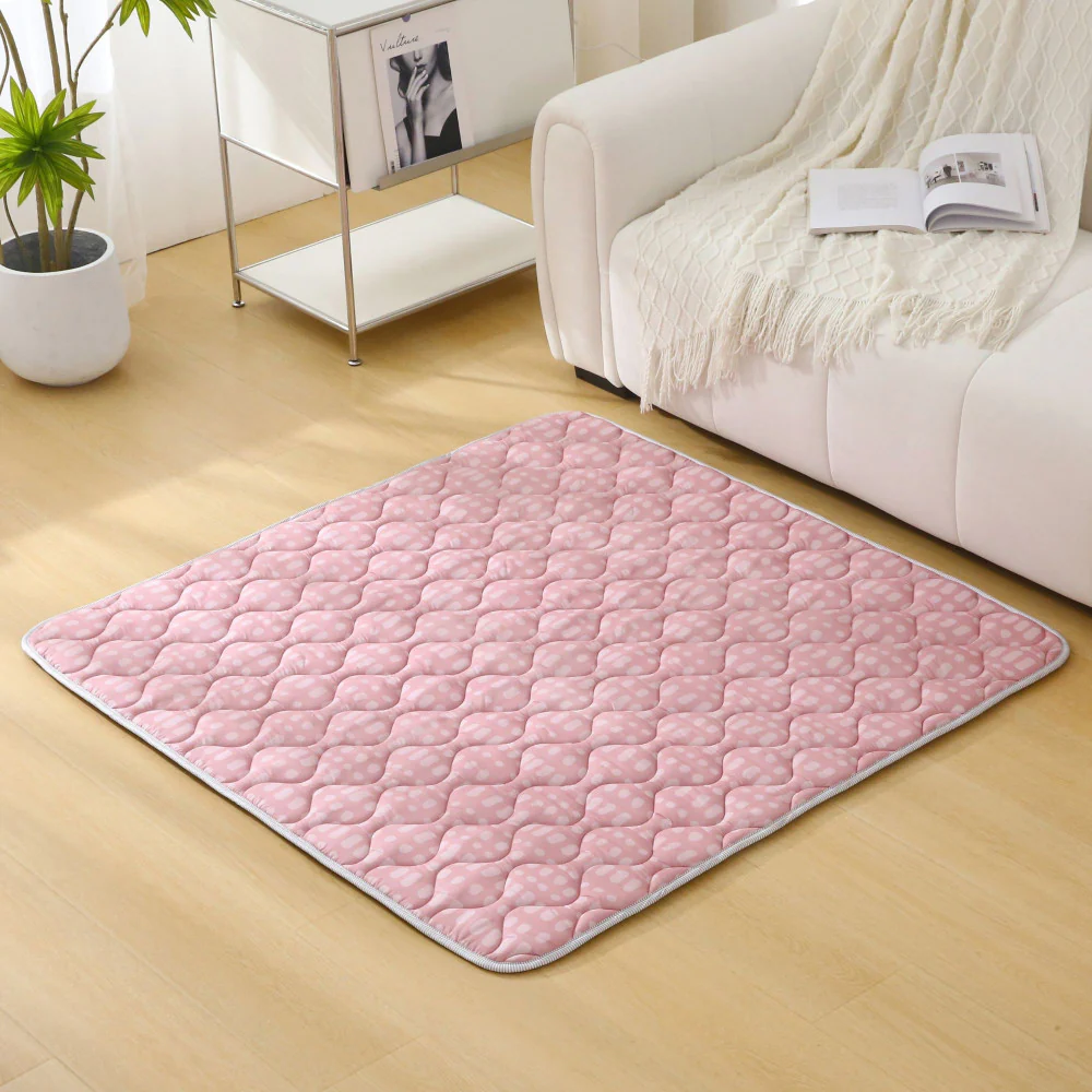 Hakuna Matte Quilted Playmat - Pink & Dots - Squishy Soft, 50" Square - Image 6