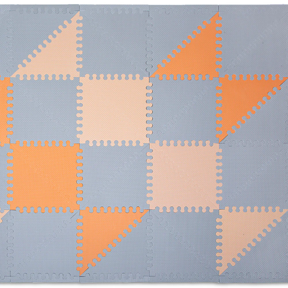 Hakuna Matte: Chic Baby Play Mat - Grey-Beige-Orange, 72x48", 48 Tiles - Image 5