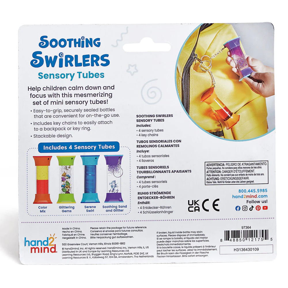 Hand2Mind Soothing Swirlers - Sensory Tube Keychain Set - Multi-Color - Image 3