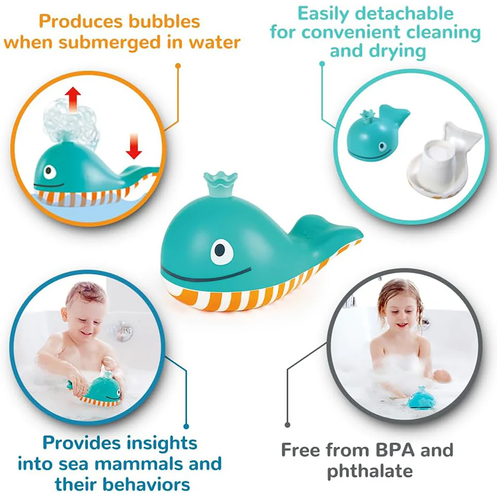 Hape Bubble Blowing Whale - Blue & Yellow Bath Toy - Image 3