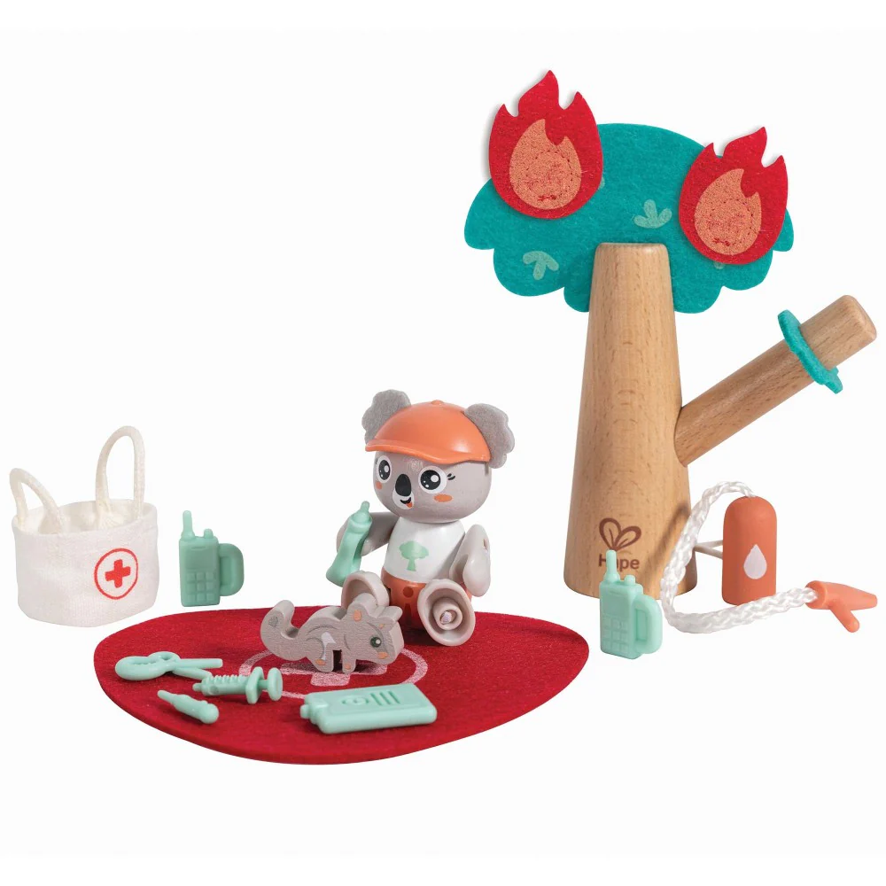 Hape Forest Fire Rescue Adventure Playset - 17pc Wooden Toy - Image 2