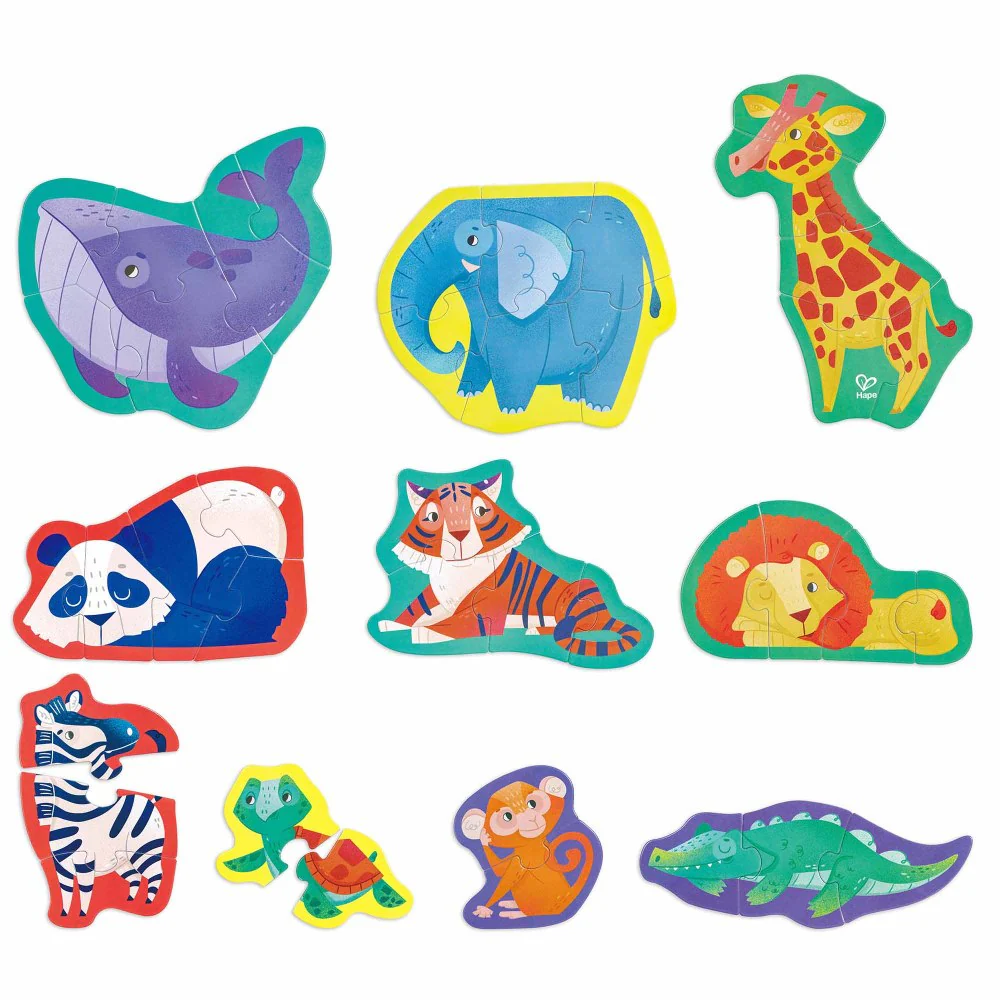 Hape Jungle Friends 10-Pack Animal Shaped Puzzles - Image 2