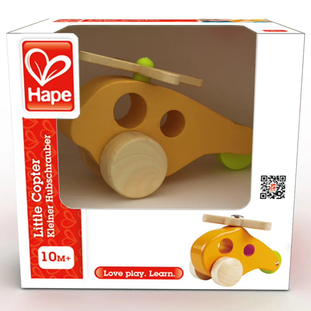 Hape Sunny Yellow Little Copter - Wooden Toy Helicopter for Toddlers - Image 2