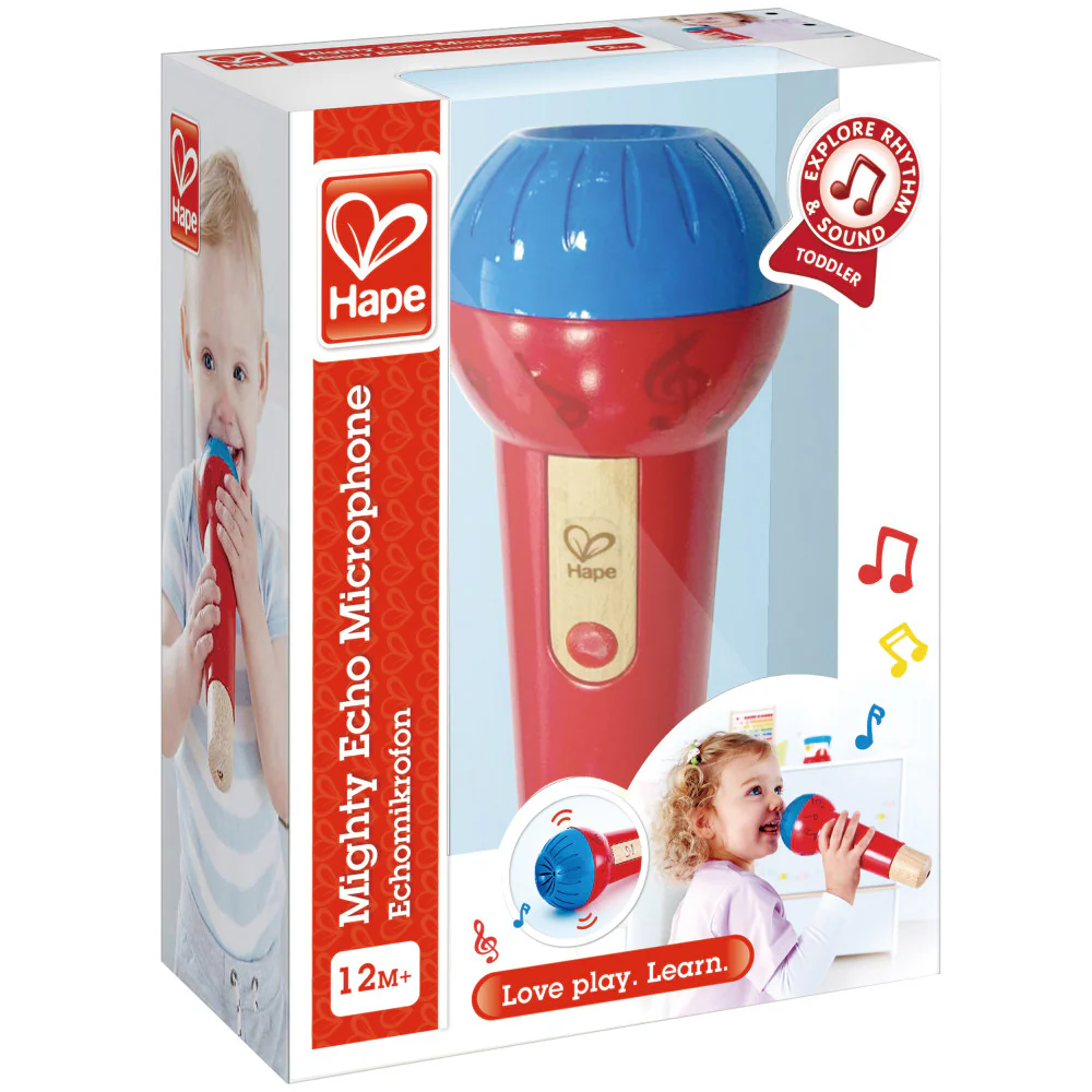 Hape Mighty Echo Microphone, Voice Amplifying Toy in Red & Blue - Image 2