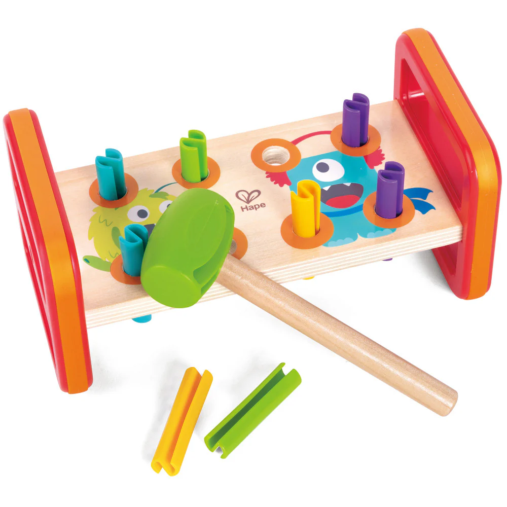 Hape Monster Match 'n' Smash Hammer Bench - Colorful Wooden Toy - Image 2