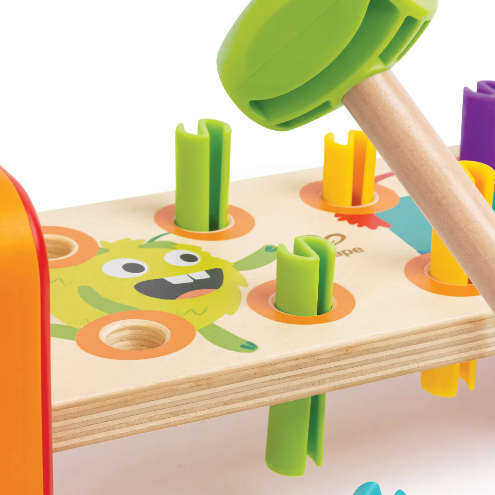 Hape Monster Match 'n' Smash Hammer Bench - Colorful Wooden Toy - Image 4