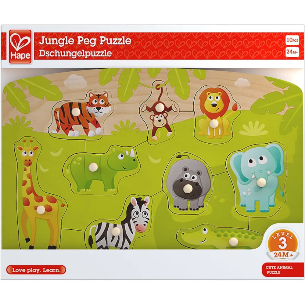 Hape Jungle Adventure 10pc Wooden Peg Puzzle - Image 2
