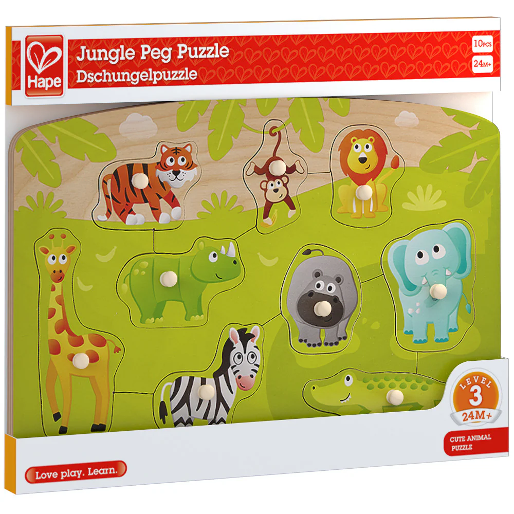 Hape Jungle Adventure 10pc Wooden Peg Puzzle - Image 6