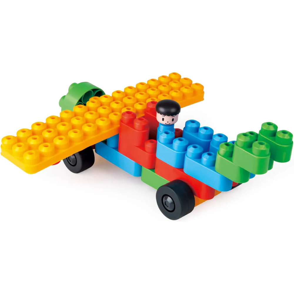 Hape PolyM Zoo Keeper 'n Cars Kit - 40pc Creative Building Blocks Set - Image 2
