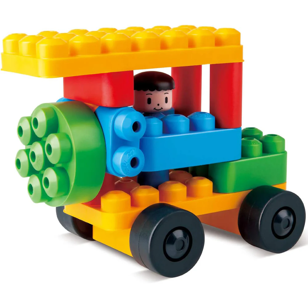 Hape PolyM Zoo Keeper 'n Cars Kit - 40pc Creative Building Blocks Set - Image 3