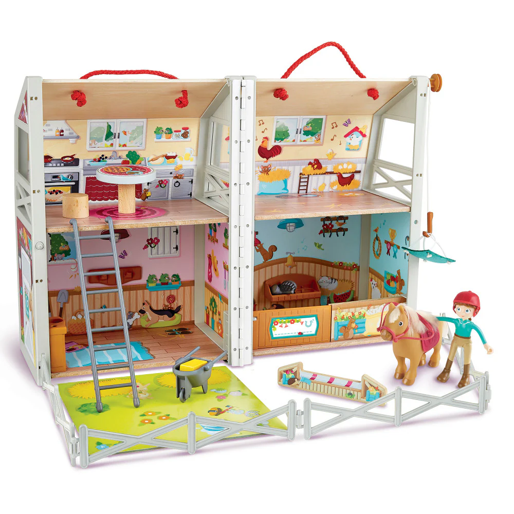 Hape Pony Club Ranch - 2-Level Wooden Barn Playset - Image 2