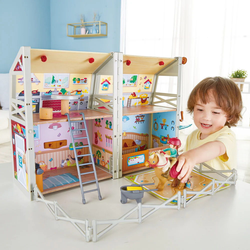 Hape Pony Club Ranch - 2-Level Wooden Barn Playset - Image 3
