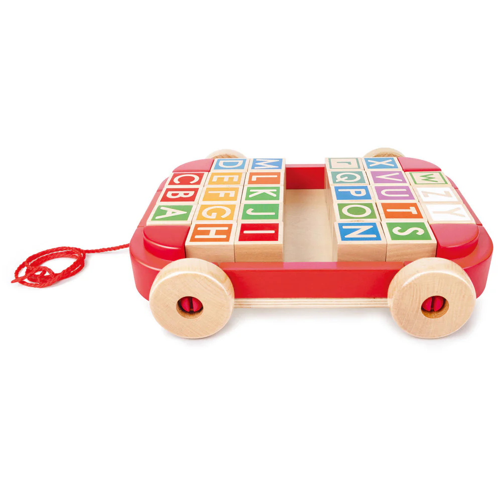 Hape Alphabet Explorer Pull-Along Cart with Stacking Blocks - Image 6