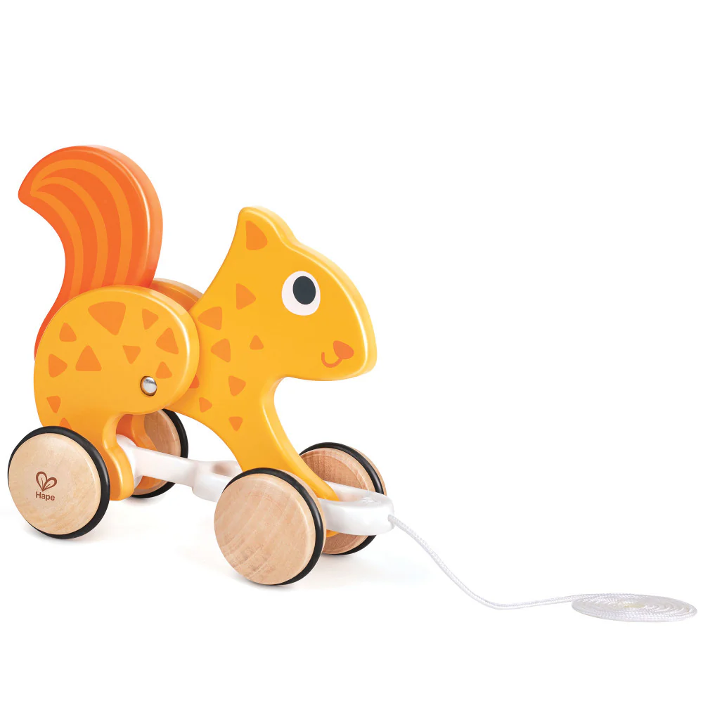 Hape Orange Wooden Squirrel Pull Along Toy - Image 6
