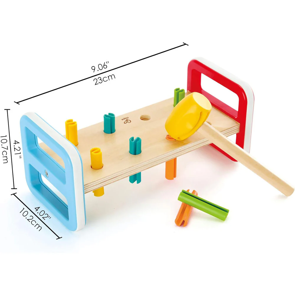 Hape Rainbow Pounder – Colorful Wooden Hammering Bench Toy - Image 4
