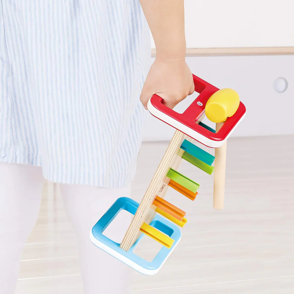 Hape Rainbow Pounder – Colorful Wooden Hammering Bench Toy - Image 5