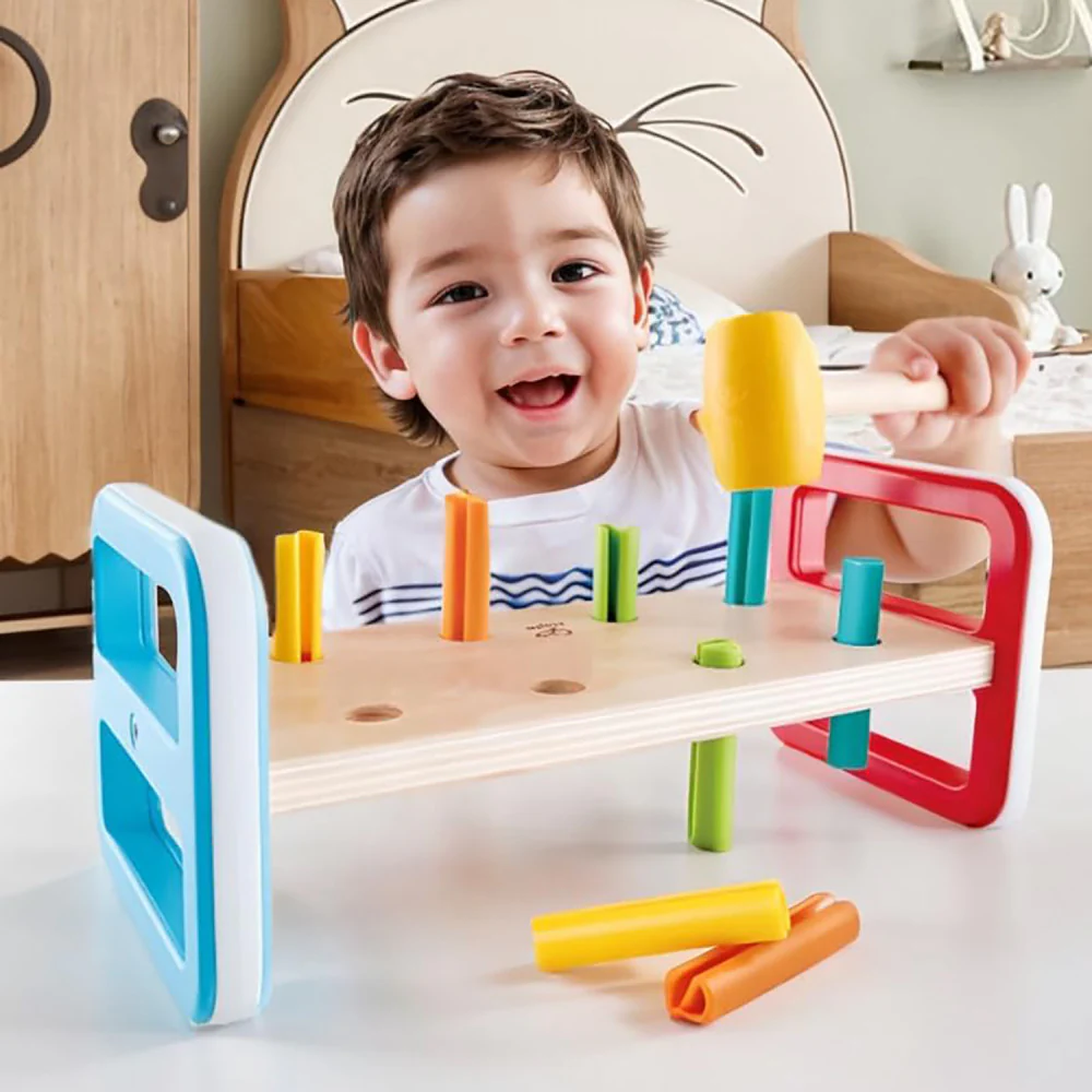 Hape Rainbow Pounder – Colorful Wooden Hammering Bench Toy - Image 6