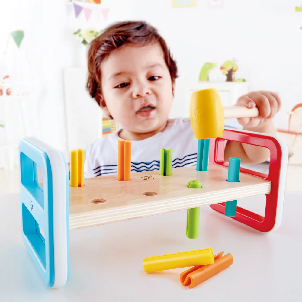 Hape Rainbow Pounder – Colorful Wooden Hammering Bench Toy - Image 7