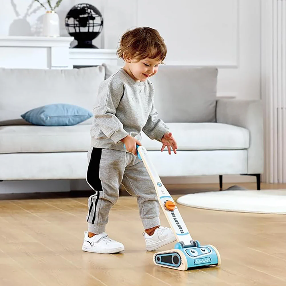 Hape Robot Vacuum Clean Up Playset - Whimsical Blue Wooden Toy - Image 9