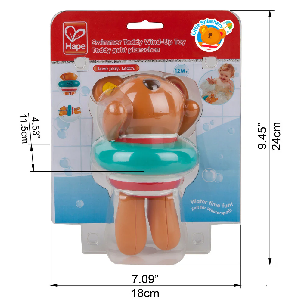 Hape Swimmer Teddy Wind-Up Toy for Bath Time Fun, Ages 1+ - Image 3