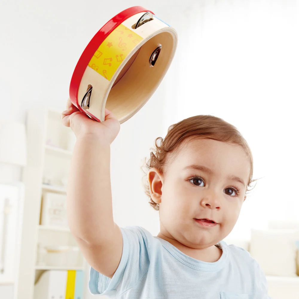 Hape Colorful Tap-Along Tambourine - Wooden Hand Drum & Shaker Toy - Image 4