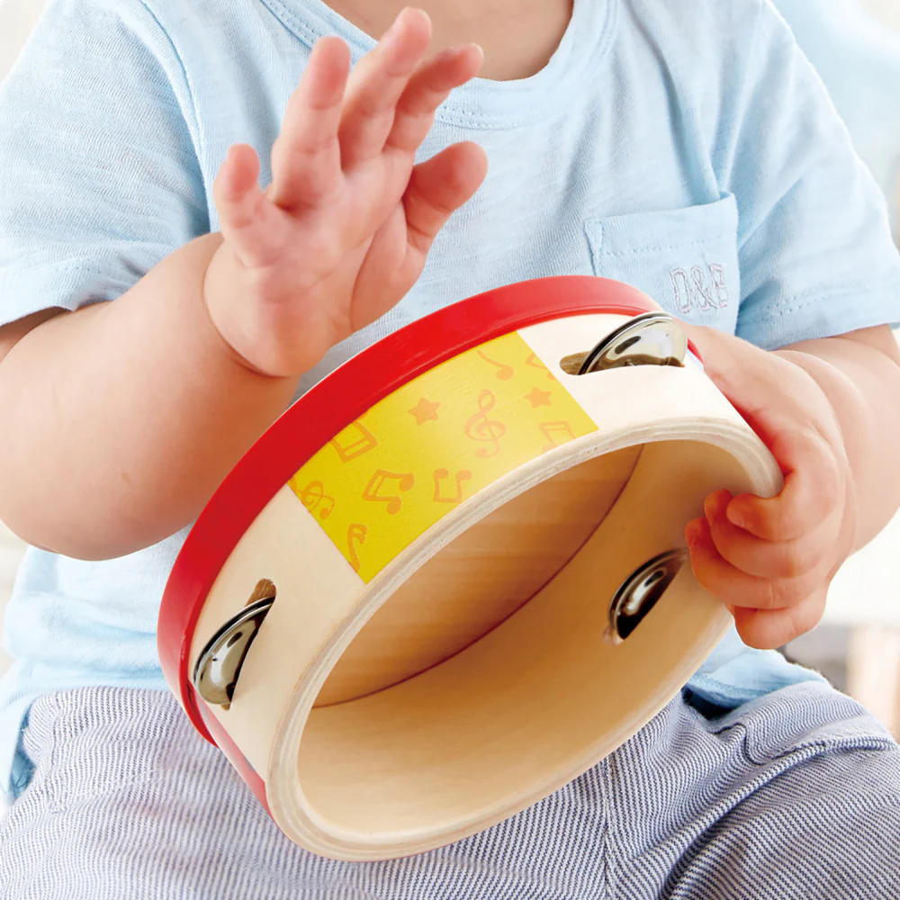 Hape Colorful Tap-Along Tambourine - Wooden Hand Drum & Shaker Toy - Image 5