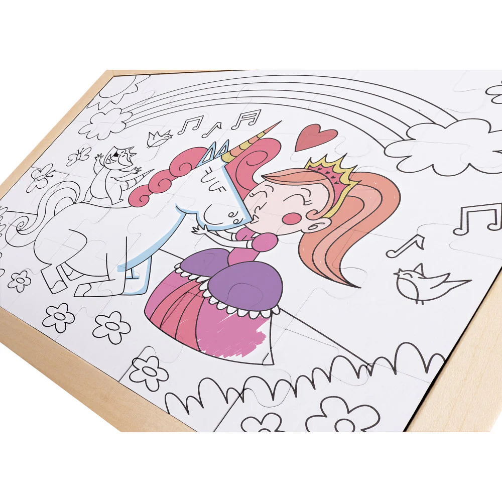 Hape Unicorn Friends 24pc Double-Sided Coloring Puzzle - Image 4