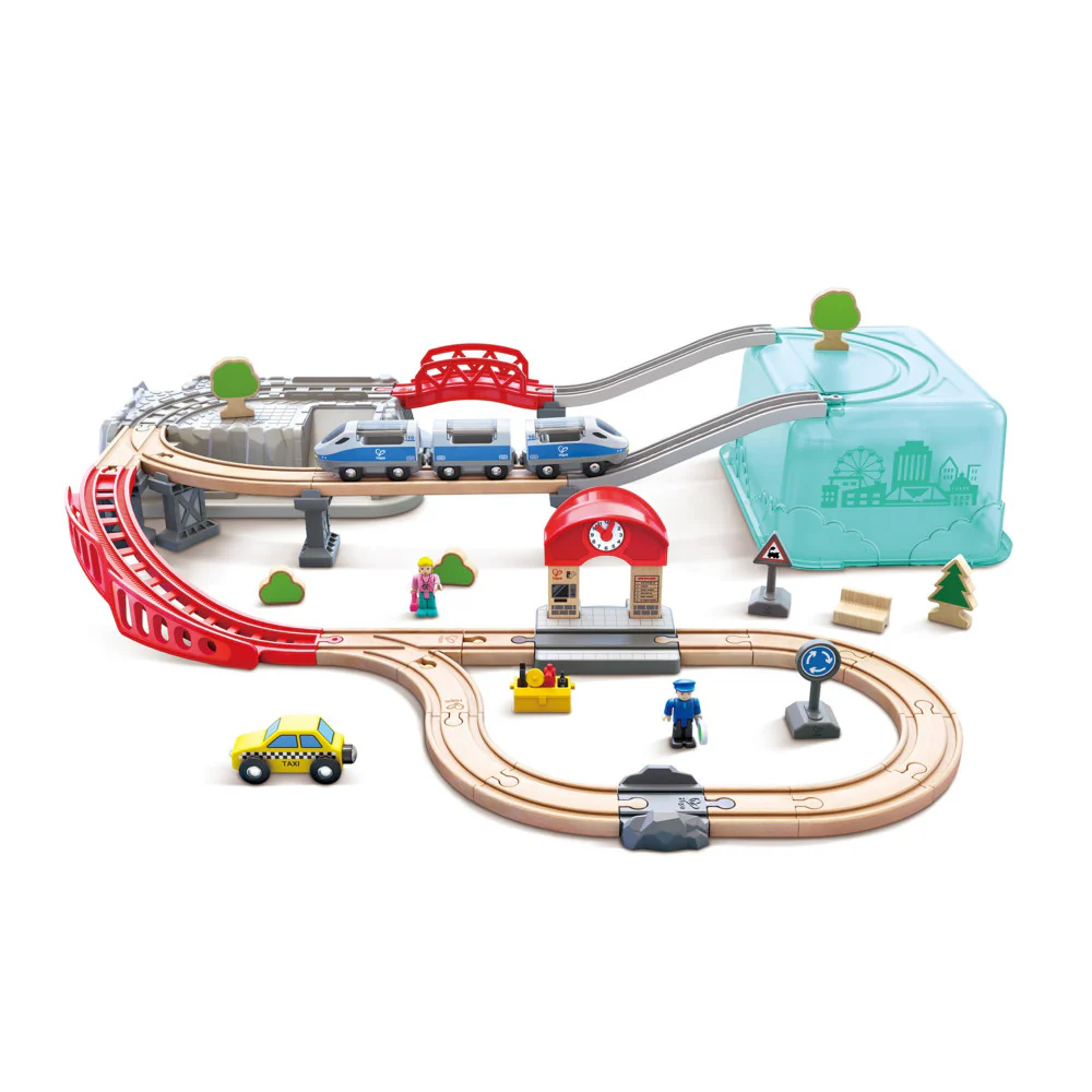 Hape City Train Wooden Bucket Set - 48 Piece, Ages 3+