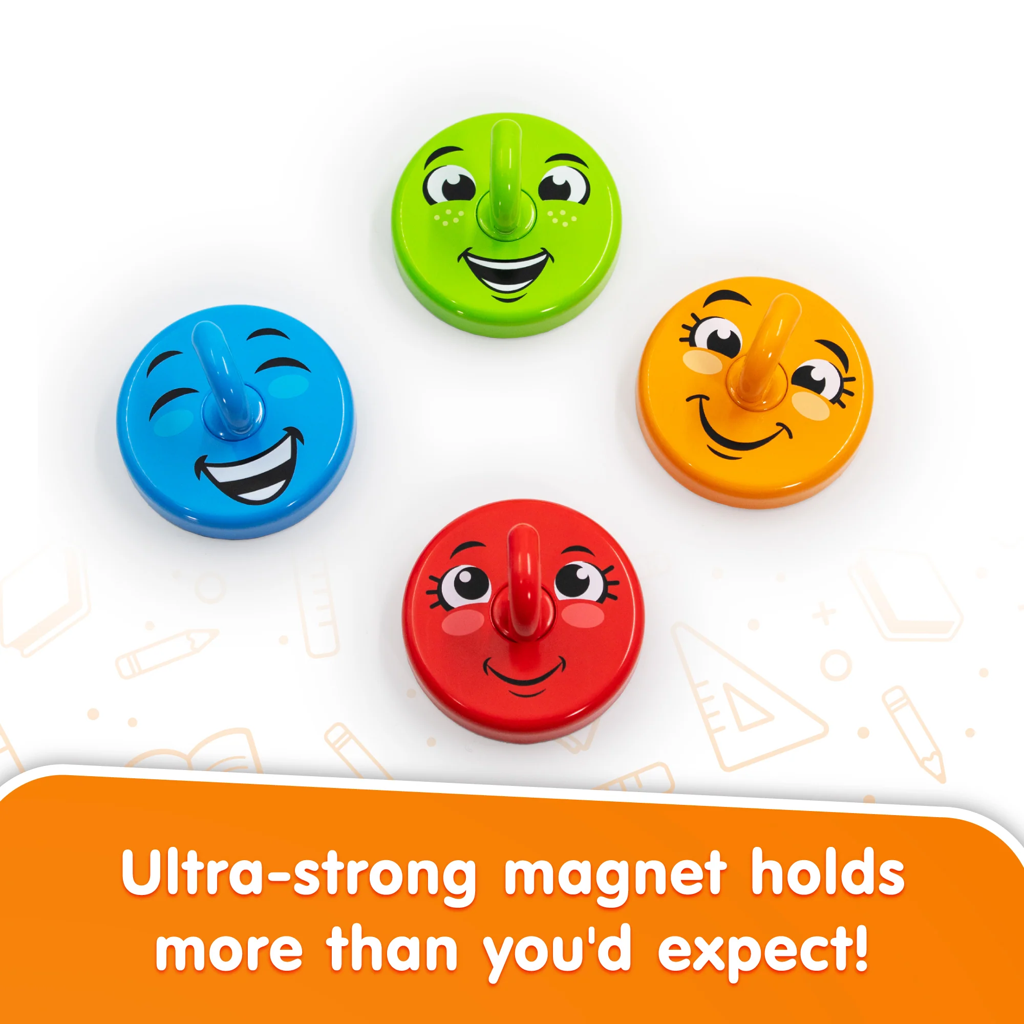 Happy Hooks Strong Magnetic Hooks With Smiley Faces - Image 2