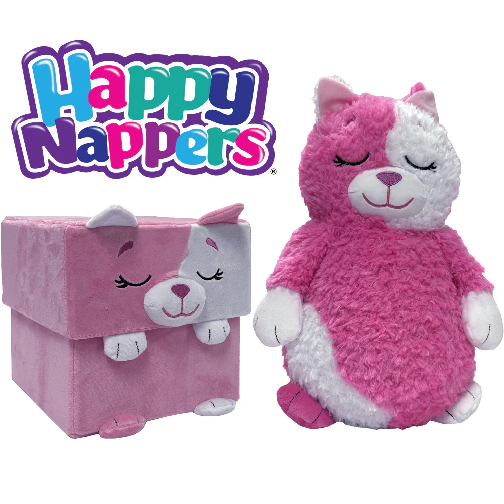 Happy Nappers Adorable Storables 15 inch Cat Plush - Pink & White - Image 4