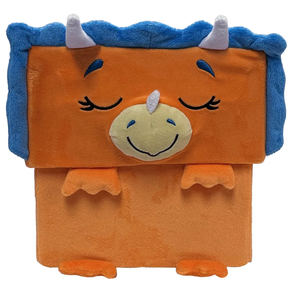 Happy Nappers Dino Triceratops 15 inch Plush Toy - Brown/Blue - Image 2