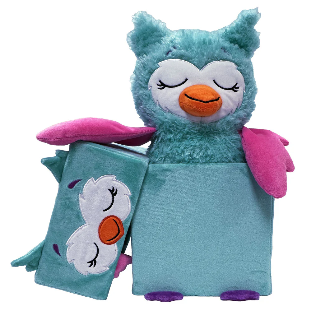 Happy Nappers Adorable Storables 15 inch Owl Plush - Teal & Pink - Image 3