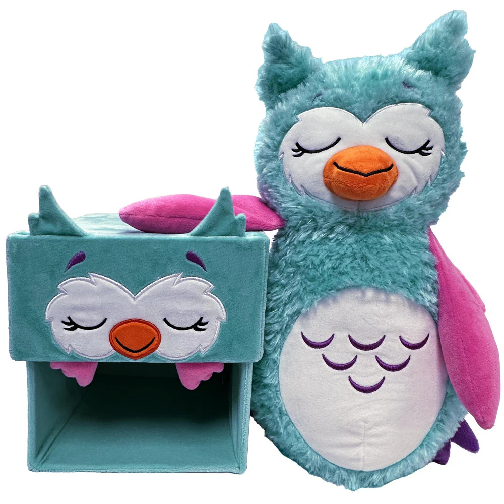 Happy Nappers Adorable Storables 15 inch Owl Plush - Teal & Pink - Image 4