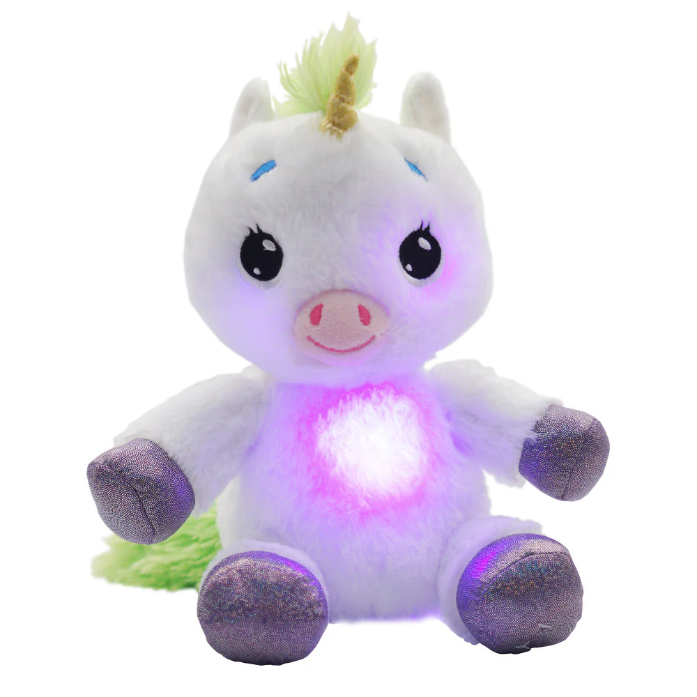 Happy Nappers Lullabrites Unicorn Musical Light-Up Plush - White & Green - Image 2