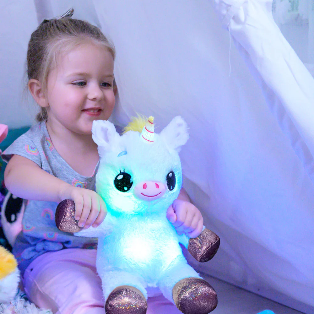 Happy Nappers Lullabrites Unicorn Musical Light-Up Plush - White & Green - Image 3